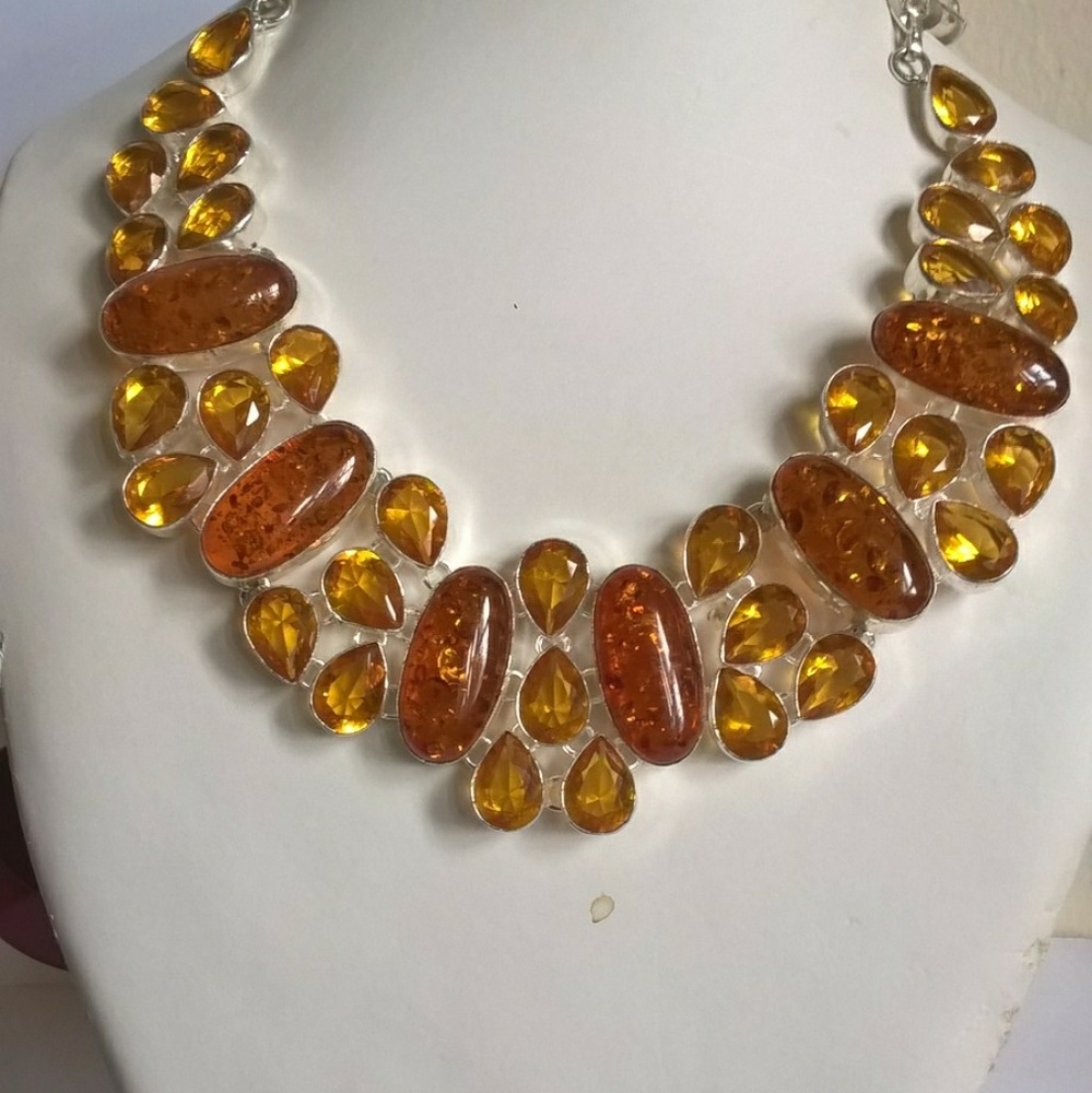 Golden Amber/Citrine Necklace/Bracelet Set